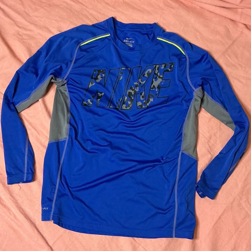 Nike Men's Blue and Gray Rash Guard